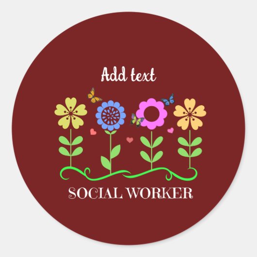 maatschappelijk werkers, grafische bloemen, SJABLO Ronde Sticker (Voorkant)