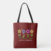 maatschappelijk werkers, grafische bloemen, tote bag (Achterkant)