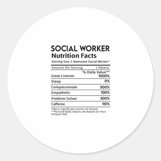 Maatschappelijk werkers Voedingsfeiten Sticker (Voorkant)