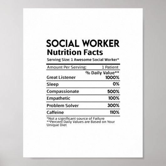 Maatschappelijk werkers Voedingsfeiten Sticker Poster (Voorkant)