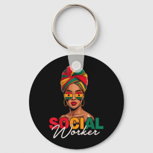 Maatschappelijk Werkster Afro Vrouw Black History Sleutelhanger