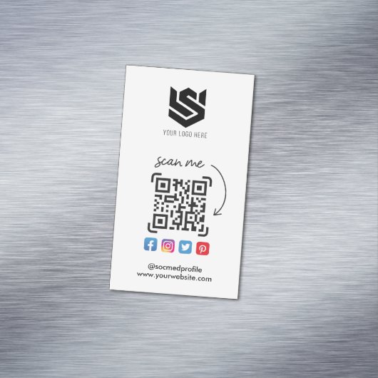 Maatschappelijke media profielen QR Code Moderne E Magnetisch Visitekaartje (Voorbeeld)