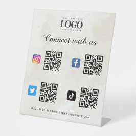 Maatschappelijke media Qr Code Logo Twitter Instag Reclamebord Met Voetstuk