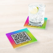Maatschappelijke media - vierkant QR Code Gradiënt Glazen Onderzetter (Schuin)