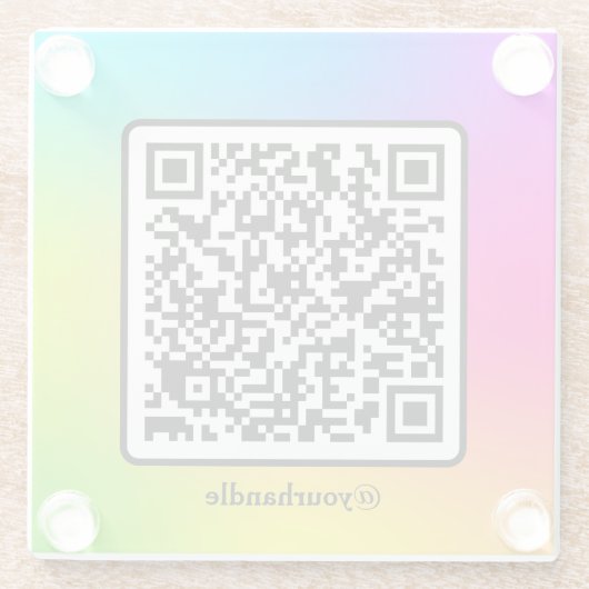 Maatschappelijke media - vierkant QR Code Gradiënt Glazen Onderzetter (Achterkant)