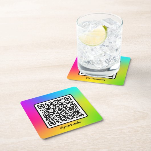 Maatschappelijke media - vierkant QR Code Gradiënt Kartonnen Onderzetters (Insitu)