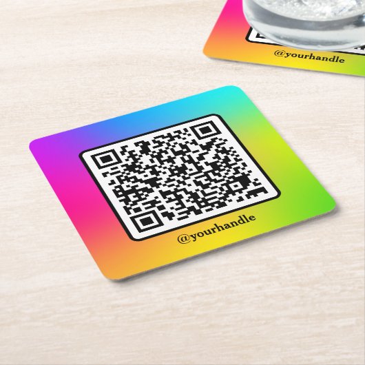 Maatschappelijke media - vierkant QR Code Gradiënt Kartonnen Onderzetters (Schuin)