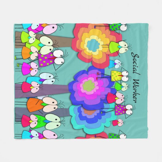 Maatschappelijke werknemers Whimsical Birds   Fleece Deken (Voorkant (Horizontaal))