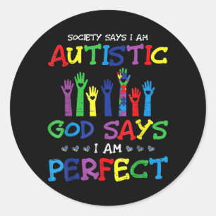 Maatschappij zegt Autistische Autisme Acceptatie D Ronde Sticker