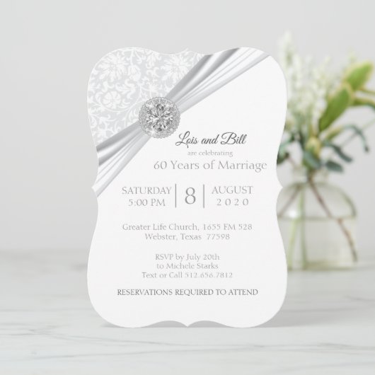 Maatwerk - 75/60 Diamanten Jubileum Ontwerp Kaart (Staand voorkant)