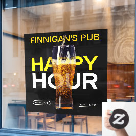 Maatwerk Bar Pub Café Happy Hour Bier  Raamsticker