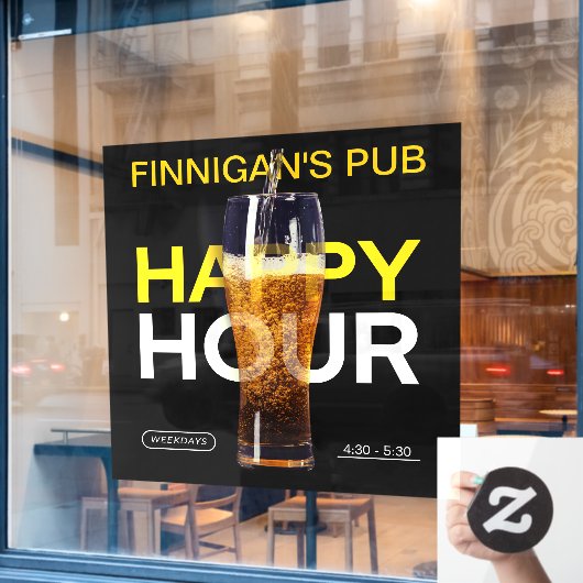 Maatwerk Bar Pub Café Happy Hour Bier Raamsticker (Cafe Raam)