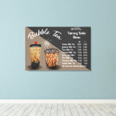 Maatwerk Bubble Tea Boba Donut Prijskaart Canvas Afdruk (Insitu (Houten vloer))