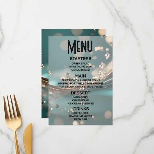 Maatwerk - Creëer Je Eigen Groene & Gouden Vloeist Menu (Voorkant / Achterkant in situ)