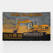 Maatwerk graafwerkdiensten met backhoeentrepreneur spandoek (Horizontaal)