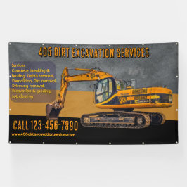 Maatwerk graafwerkdiensten met backhoeentrepreneur spandoek