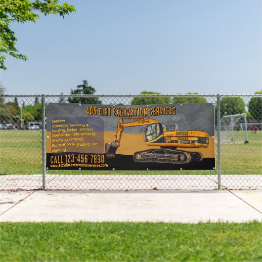 Maatwerk graafwerkdiensten met backhoeentrepreneur spandoek (Insitu)