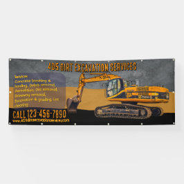Maatwerk graafwerkdiensten met backhoeentrepreneur spandoek