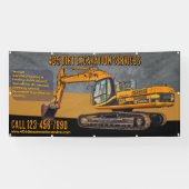 Maatwerk graafwerkdiensten met backhoeentrepreneur spandoek (Horizontaal)