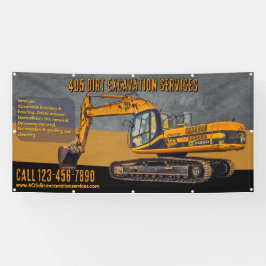 Maatwerk graafwerkdiensten met backhoeentrepreneur spandoek