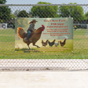 Maatwerk Grappige Biologische Boerderij Verse Eier Spandoek