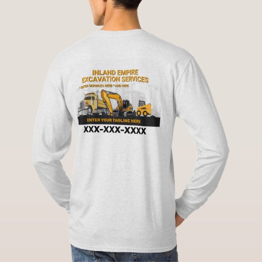 Maatwerk Grondverzet Aannemer Bouwconstructie T-shirt (Achterkant)