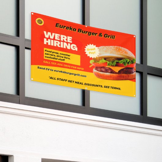 Maatwerk Hamburger Restaurant We Huren Nu Spandoek (Buitenkant Gebouw)
