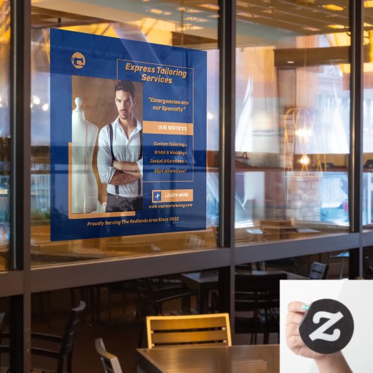 Maatwerk Heren Kledingwinkel Zakelijk  Raamsticker (Restaurant Raam)