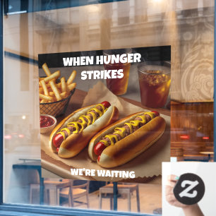 Maatwerk Hotdogs Frites Drank Restaurant Advertent Raamsticker
