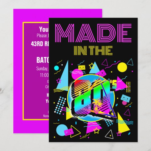 Maatwerk in de 80's Retro Class Reunion Kaart (Voorkant / Achterkant)