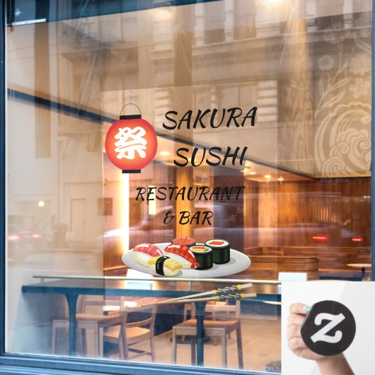 Maatwerk Japans Sushi Bar Bedrijfs winkel Raamsticker (Cafe Raam)