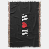 Maatwerk Koppel initials A Loves B rode hart Deken (Voorkant Verticaal)