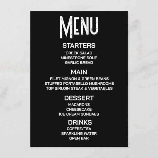 Maatwerk - Maak Je Eigen Zwarte Custom Menu (Voorkant)