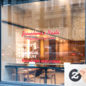 Maatwerk Nagel Salon Diensten Loop In Welkom Raamsticker (Cafe Raam)