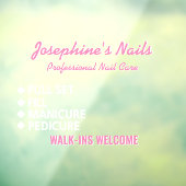 Maatwerk Nagelsalon Diensten Loop In Welkom  Raamsticker (Vel 3)