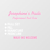 Maatwerk Nagelsalon Diensten Loop In Welkom  Raamsticker (Vel)