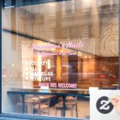 Maatwerk Nagelsalon Diensten Loop In Welkom  Raamsticker (Cafe Raam)