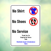 Maatwerk No Shirt No Shoes No Service Zakelijk  Raamsticker (Vel 3)