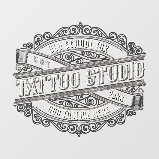 Maatwerk Old School Ink Tattoo Shop Bedrijf Raamsticker (Vel)