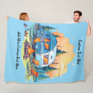 Maatwerk recreatievoertuig kampeer kampvuur fleece deken