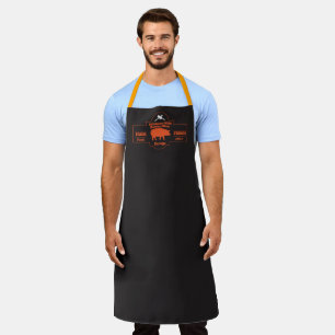 Maatwerk Slagerij Varken Oranje Zwart Grafisch Schort