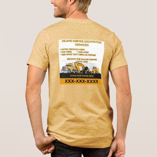 Maatwerk Uitgraving Hoofdaannemer Constructie Tri-Blend Shirt (Achterkant)