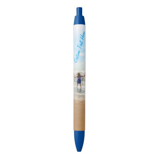 Maatwerk uw fotopen met tekst blauwe inkt pen (Voorkant Verticaal)
