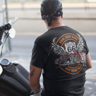 Maatwerk Vintage Motorfiets Route 66 Engelenvleuge T-shirt