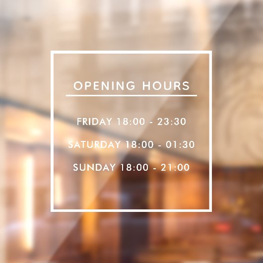 Maatwerk wit restaurant openingstijden raamsticker (Vel 2)