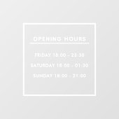 Maatwerk wit restaurant openingstijden raamsticker (Vel)