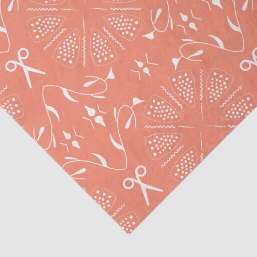 Maatwerktuigen op zalm tissuepapier (Detail)