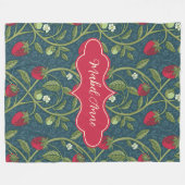 Mabel Anne Donkerblauwe Aardbeiwijnstok Fleece Deken (Voorkant (Horizontaal))