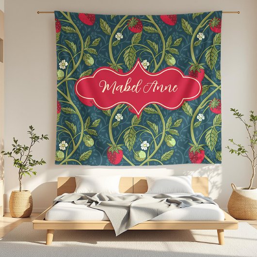 Mabel Anne Donkerblauwe Aardbeiwijnstok Fleece Deken