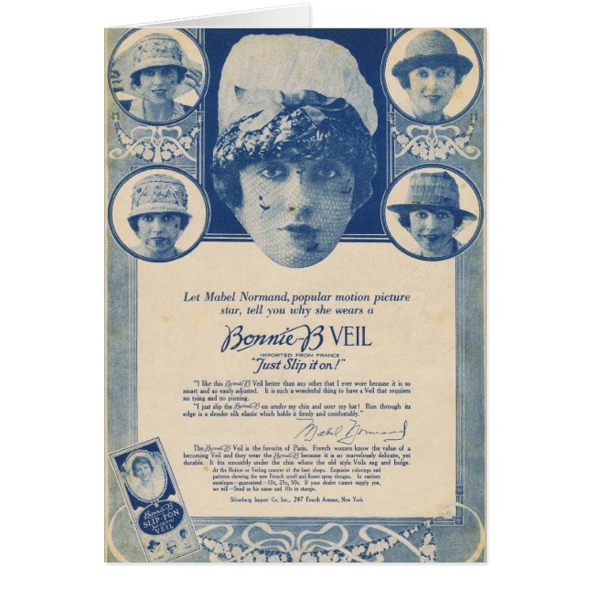 Mabel Normand 1918 Veil Advertisement (Voorkant)
